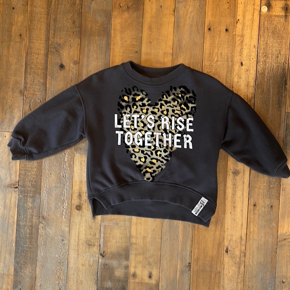Zara girls let’s rise together gray sweatshirt EUC like new size 6